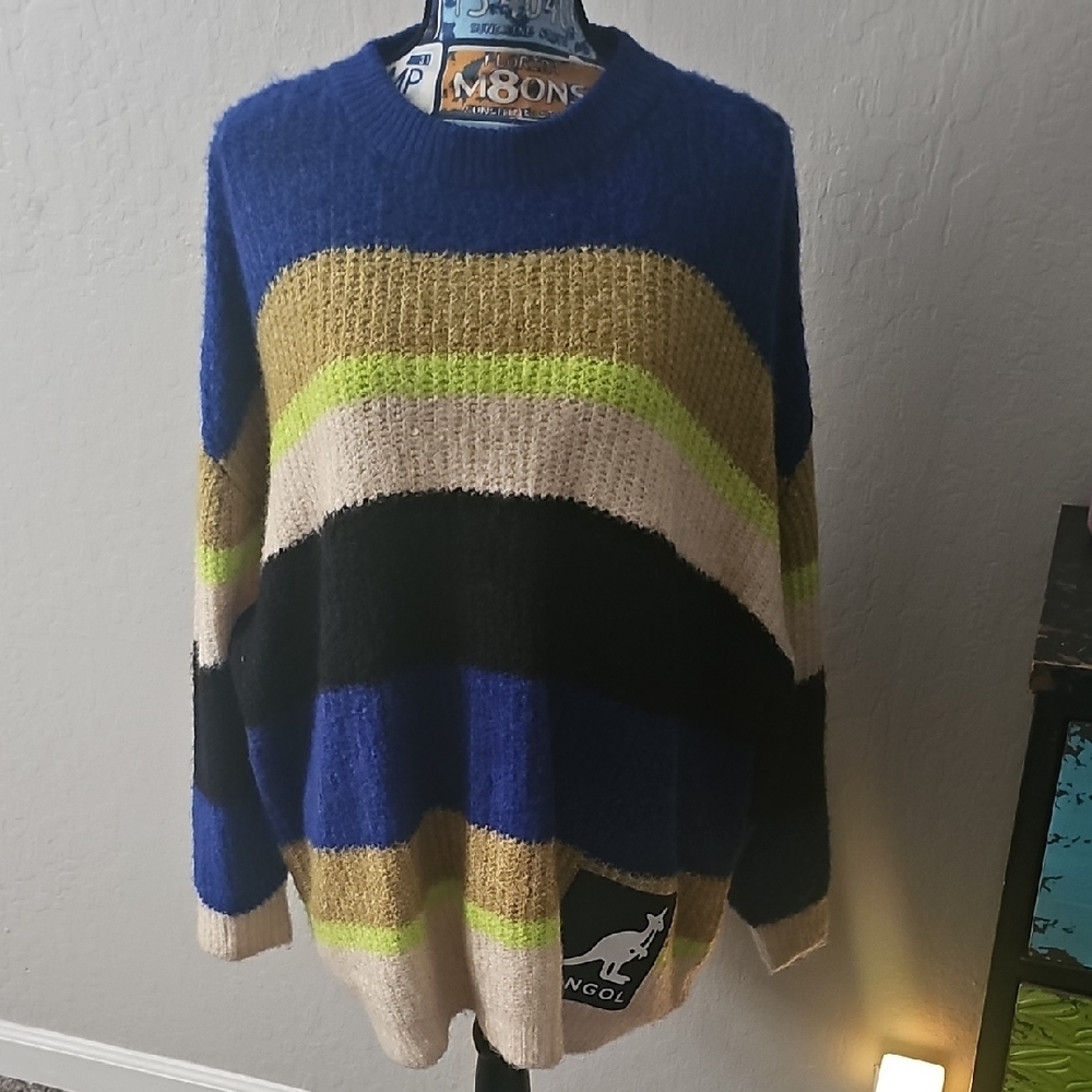 Kangol Blue and Green Striped Sweater - Picture 2 of 5